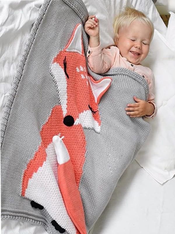 dhl cost check Knitted Pattern for Babies Wholesale Fox Blanket Cute