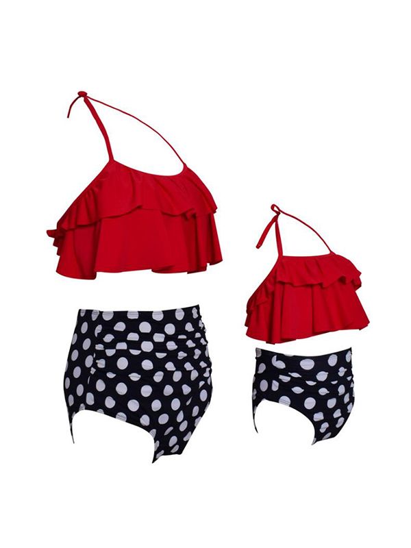 Wholesale Family Matching Mom Elastic Bikini Set Top Sh