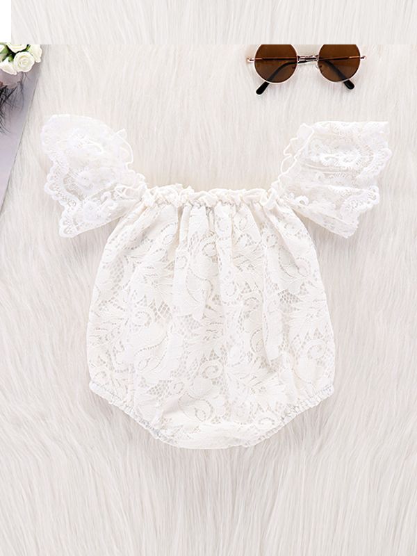 white lace baby romper