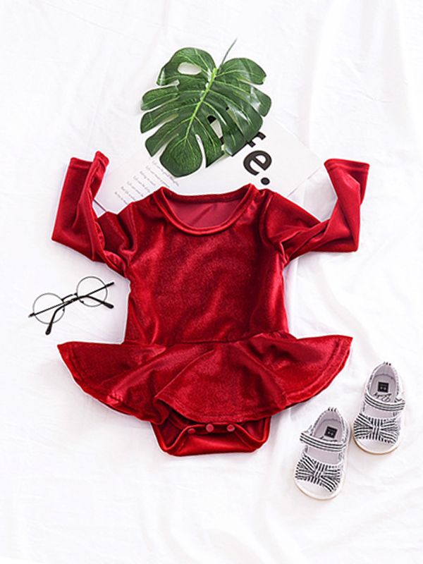 red ruffle romper baby