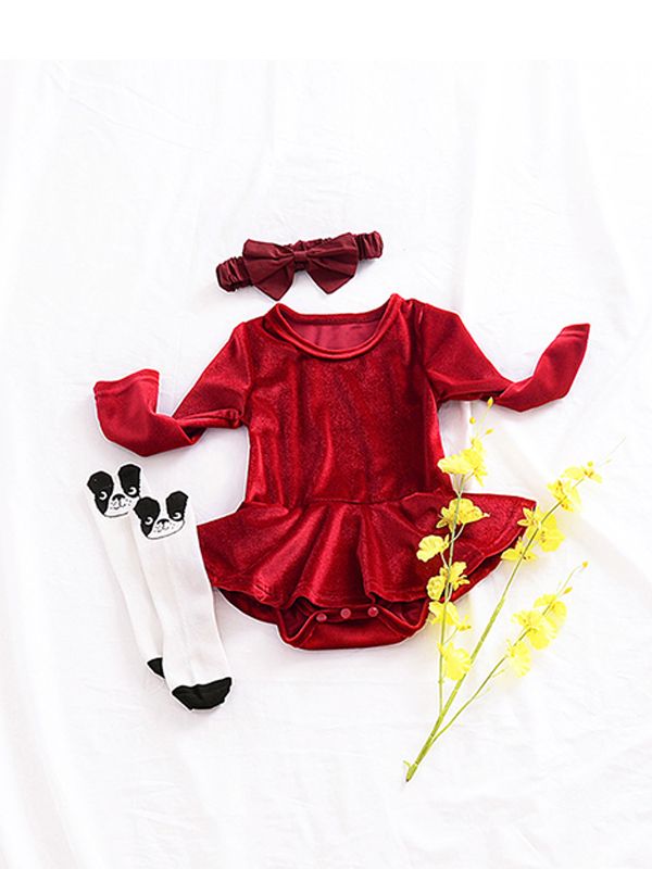 red ruffle romper baby