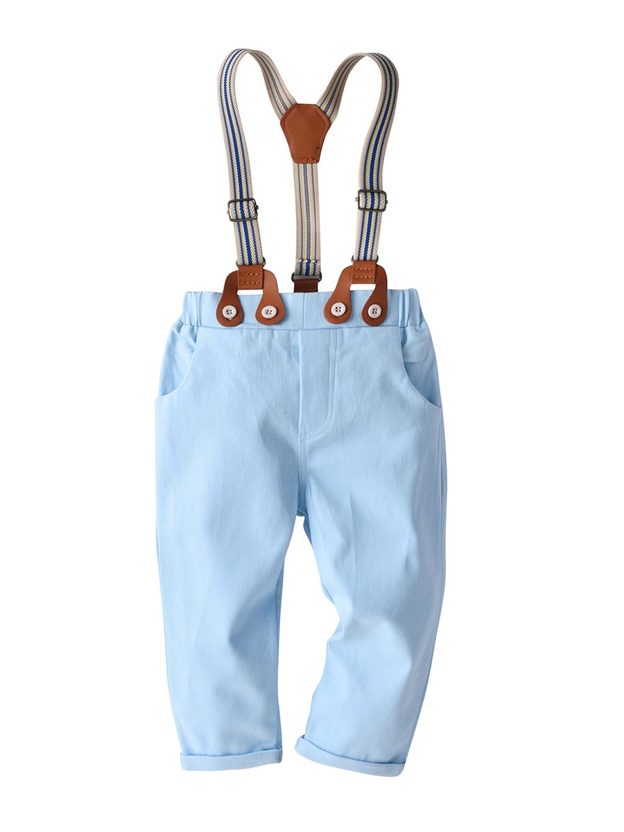 Wholesale Infant Boys Blue Cotton Suspender Trousers wi