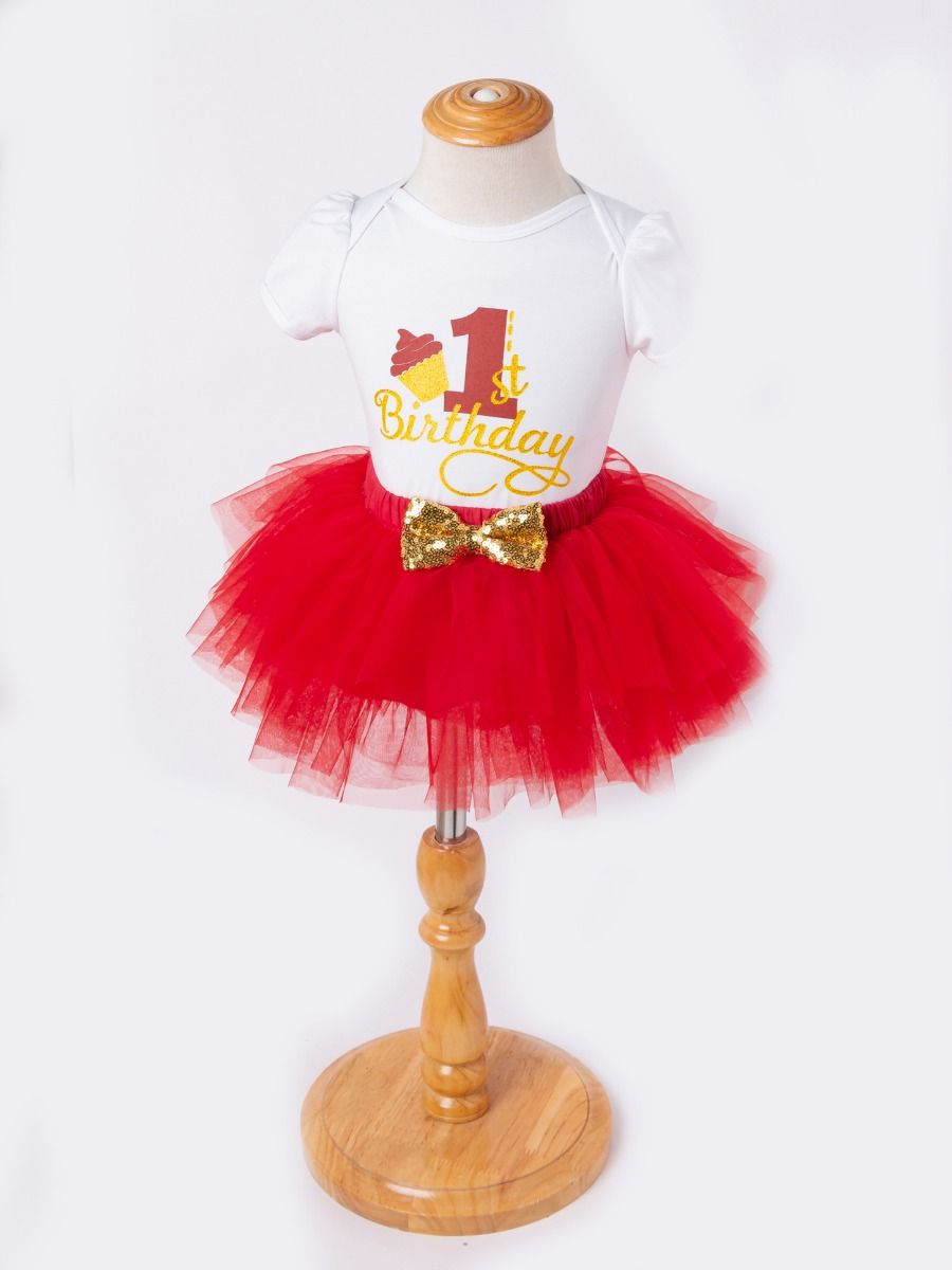 First 1st Birthday Girl Outfit Baby Mermaid Party Tutu Skirt with One Crown Headband 