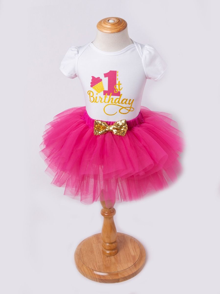 Wholesale 3pcs Infant Girl 1st Birthday Tutu Set Gold