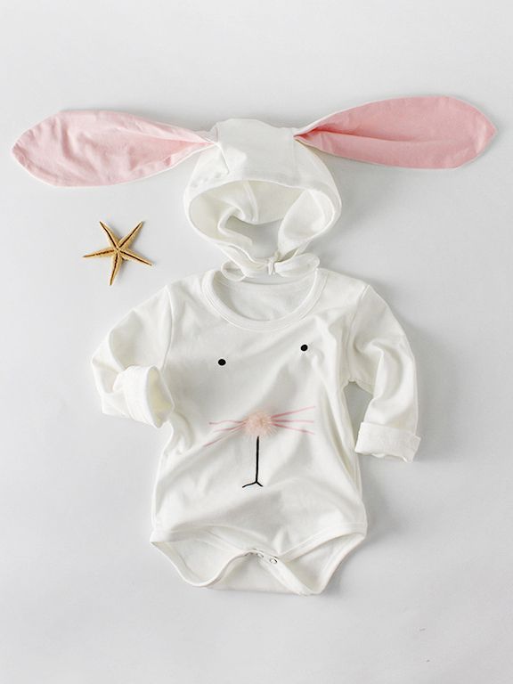 Baby Girls Spanish Style Outfit Embroidered Bunnies Babygrow Romper & Hat Set 