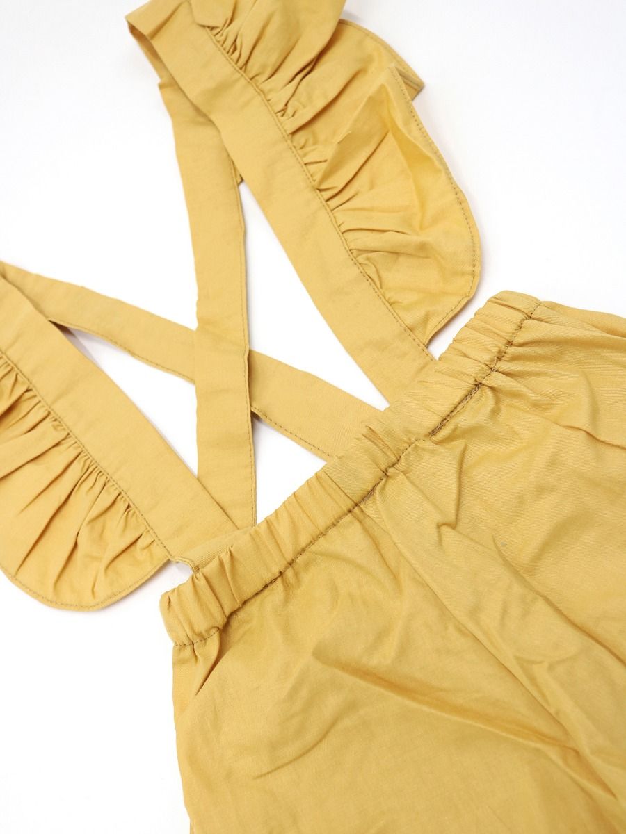 Wholesale Baby Little Girl Ruffled Yellow Suspender Pan