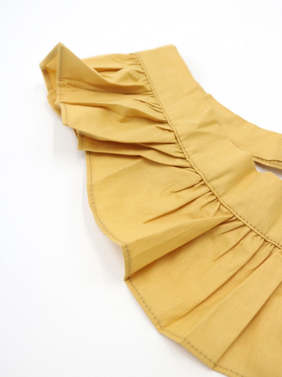 Wholesale Baby Little Girl Ruffled Yellow Suspender Pan