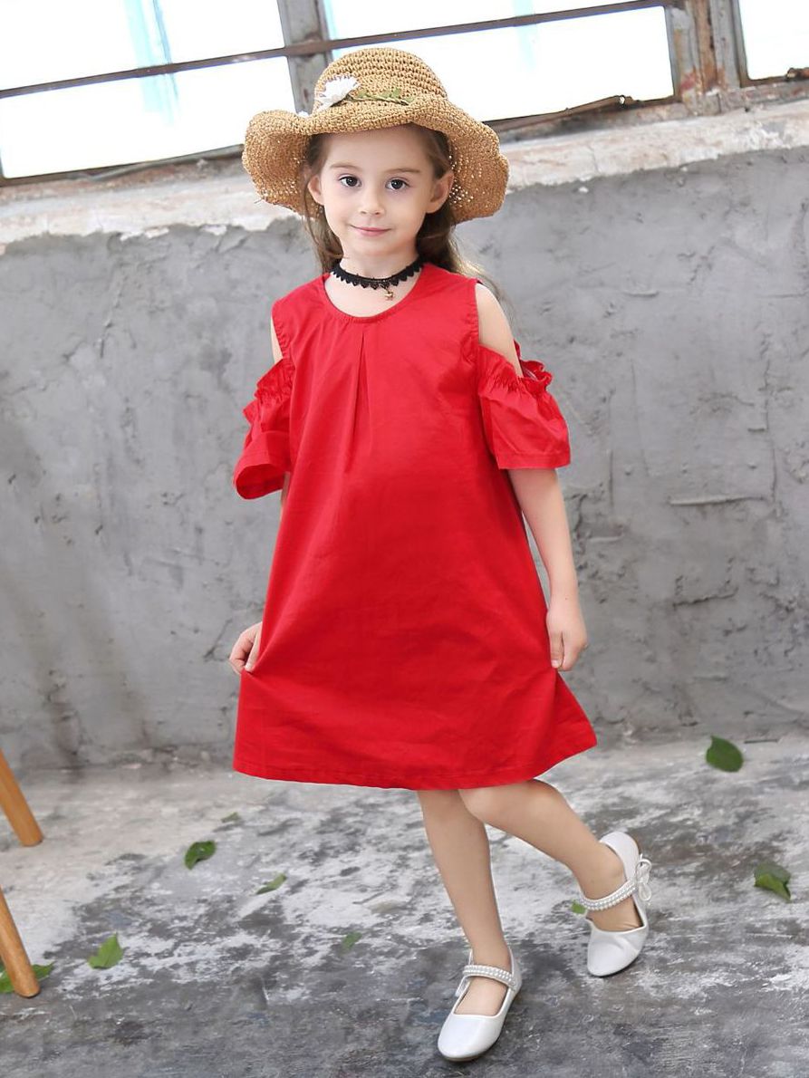 girls casual red dress