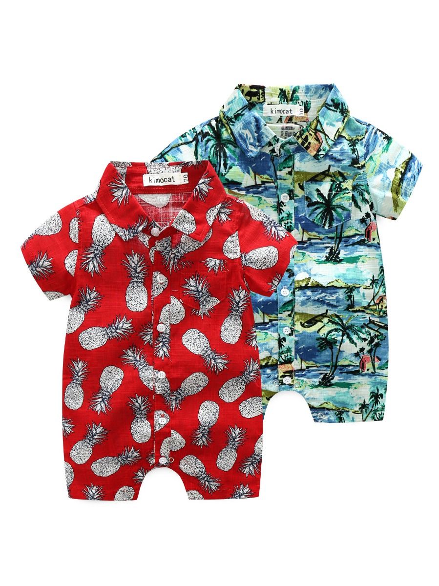 Wholesale Hawaiian Style Baby Boy Summer Onesie Infant