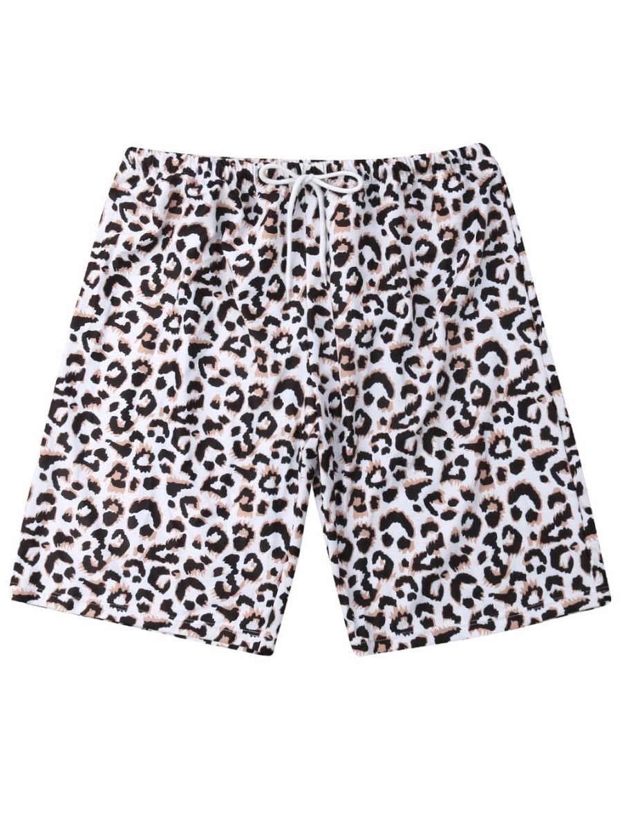 Wholesale Family Matching Leopard Print Swimming Trunks