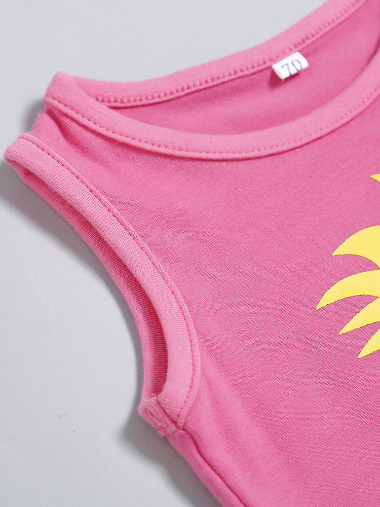Wholesale 2Piece Baby Girl Pineapple Outfits Pink Tank