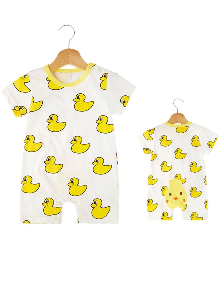 Wholesale Summer Baby Yellow Duck Jumpsuit Romper 19041