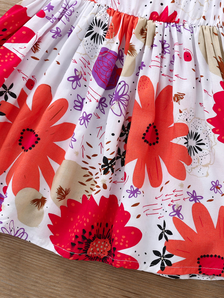 Wholesale Fashion Flower Print Baby Suspender Dress 190