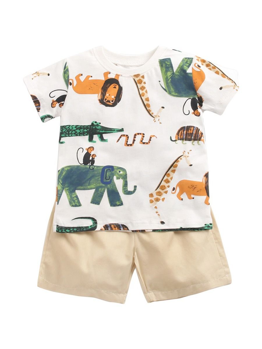 iLOOSKR Toddler Kids Baby Boys Girls Cute Cartoon Animal Printed Tops with Pants Soft Silk Pajamas Sleepwear Outfits