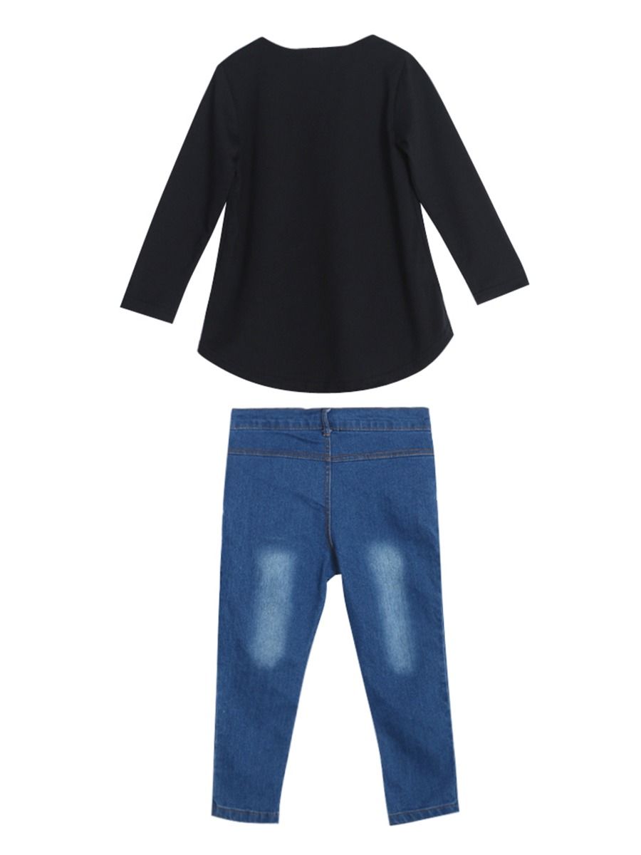black top matching jeans