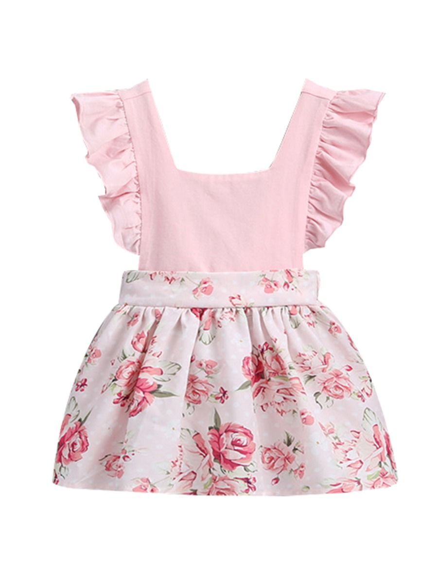 Wholesale Baby Girl Ruffle Flower Backless Dress 190710