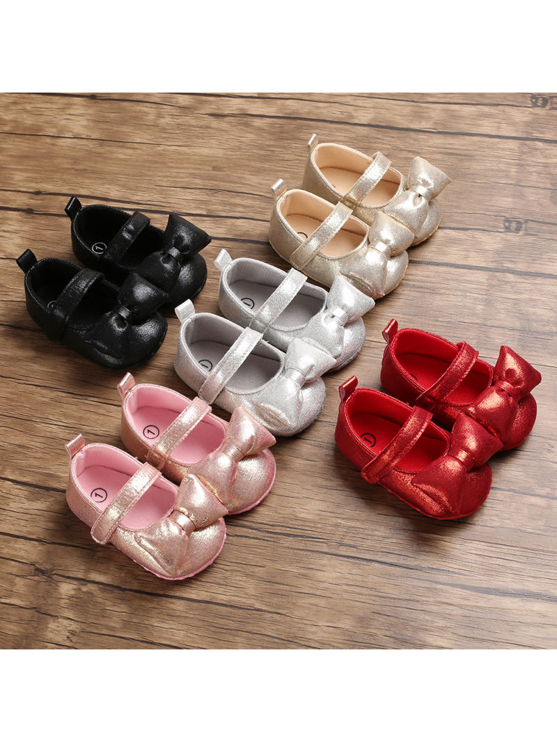 Wholesale Big Bow Tbar Princess Crib Shoes Baby Shoes