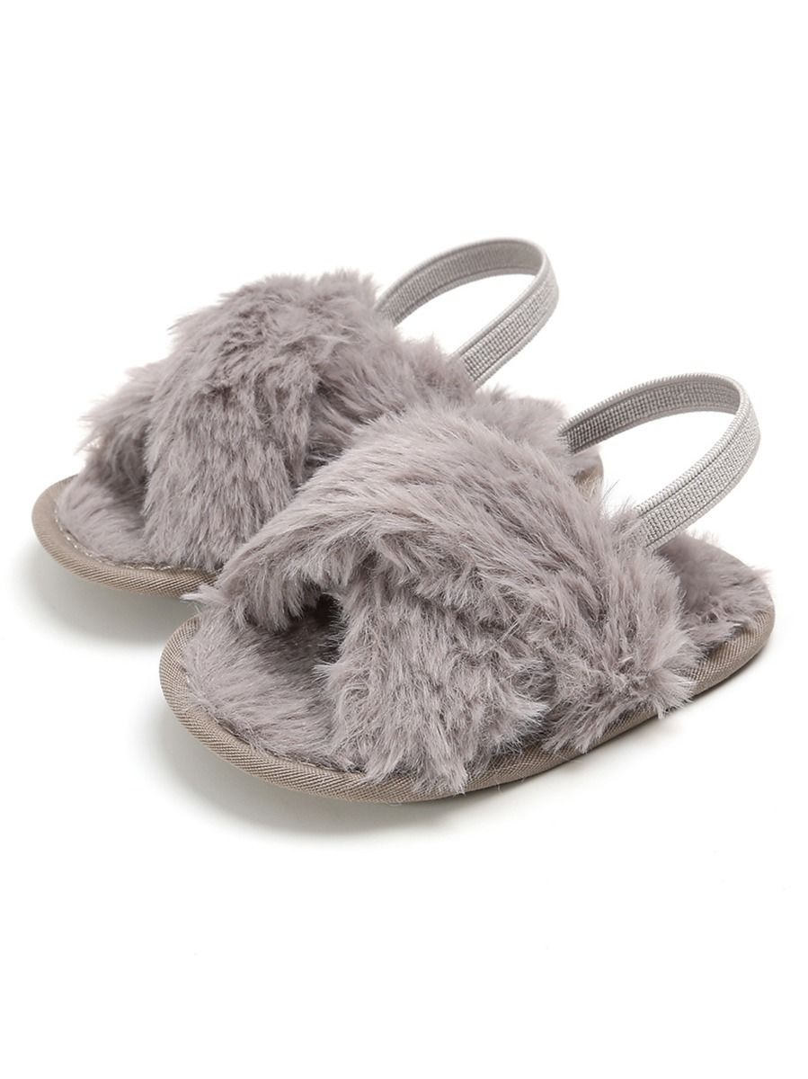 childrens faux fur slippers