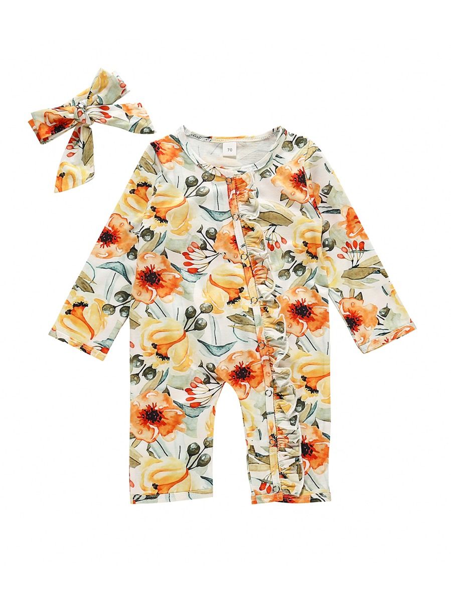 Wholesale 2-Piece Baby Girl Flower Jumpsuit Matching He