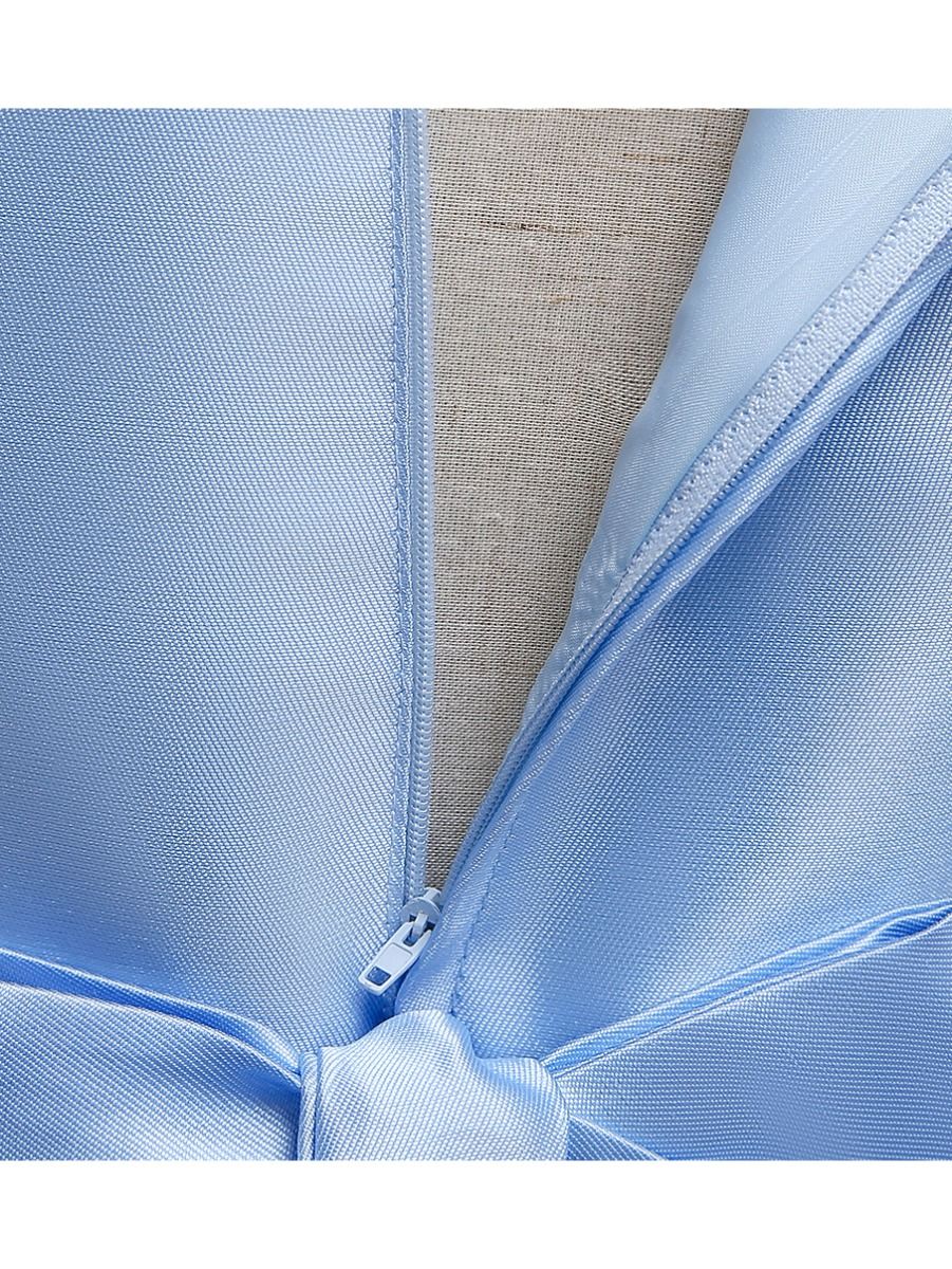 Babyhug Woven Sleeveless Fit & Flared Striped Party Frock with Bow Detailing - Blue