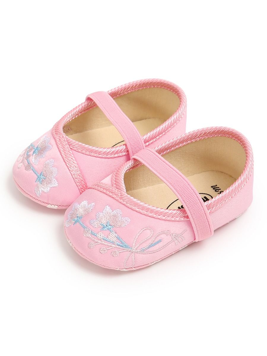 Wholesale Baby Flower Embroidery Tbar Shoes 19100719