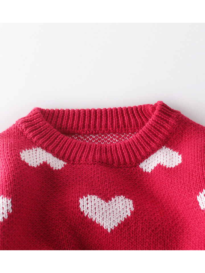 Wholesale Cute Baby Girl Love Heart Knit Sweater 191008