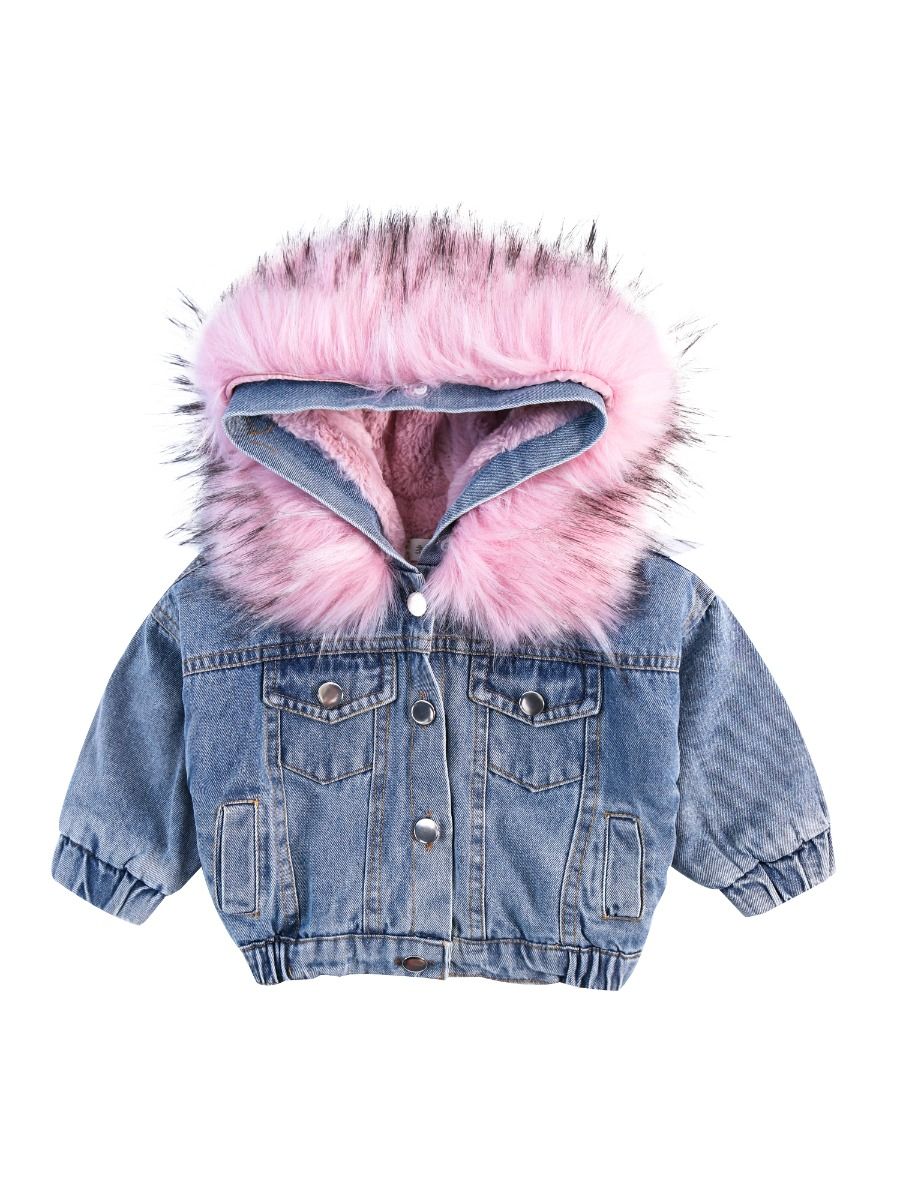 jean jacket with fur for toddlers