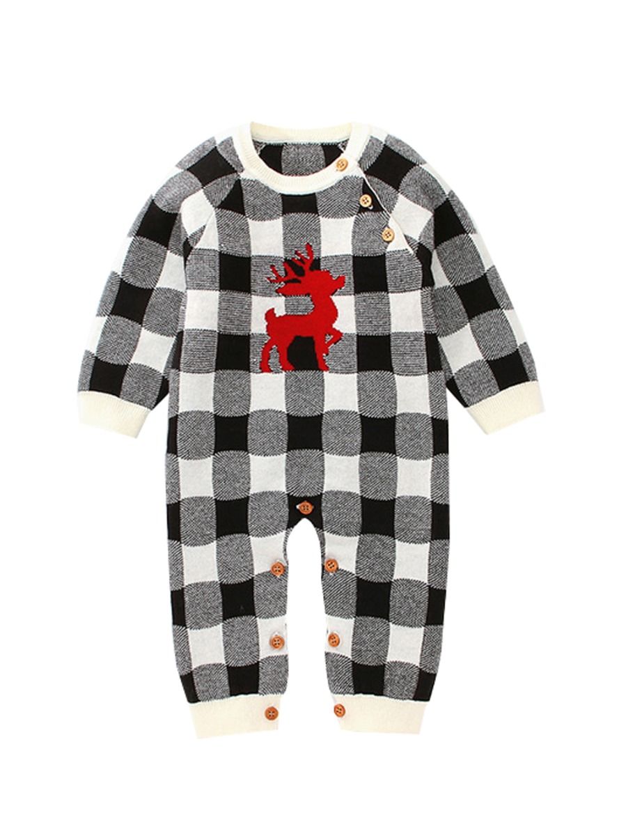 Wholesale Adorable Baby Christmas Deer Knit Overalls 19
