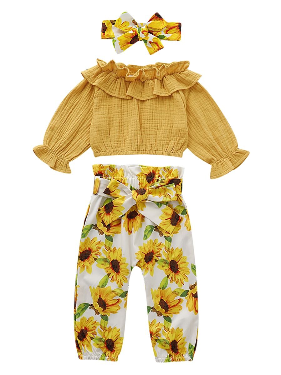 Wholesale 3-Piece Baby Toddler Girl Sunflower Outfits R