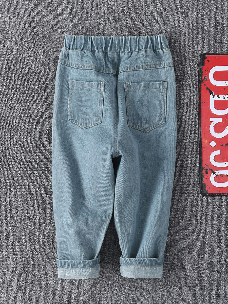 Wholesale Fashion Toddler Little Kids Ripped Blue Jeans