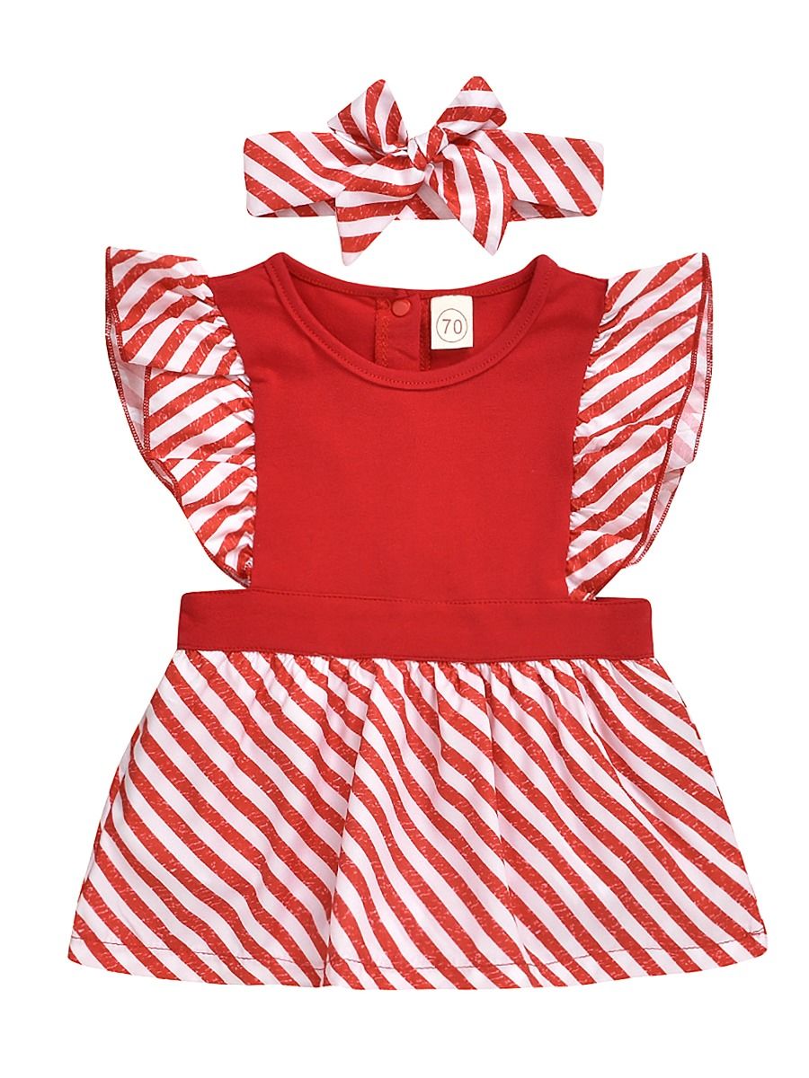 red and white striped romper baby