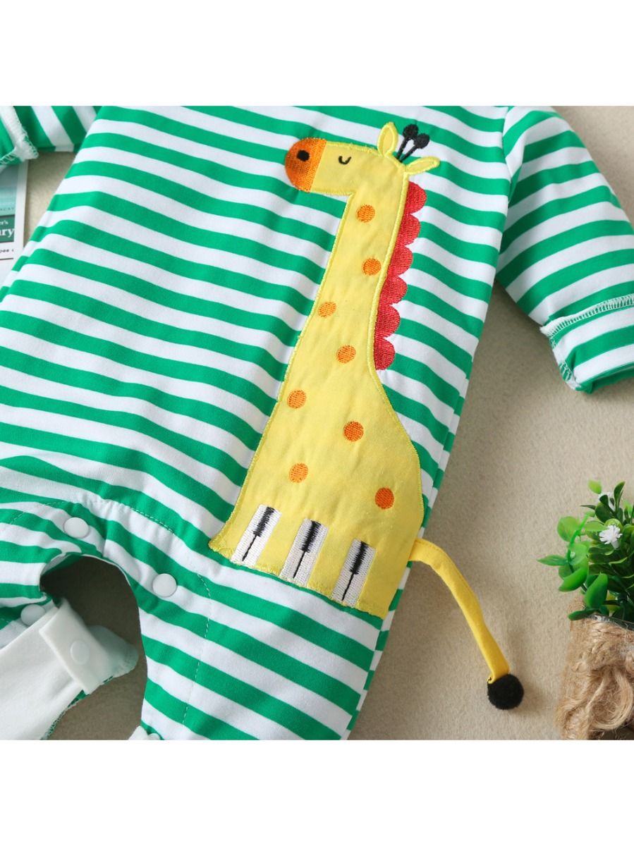 Wholesale Cute Baby Giraffe Applique Jumpsuit Long Slee