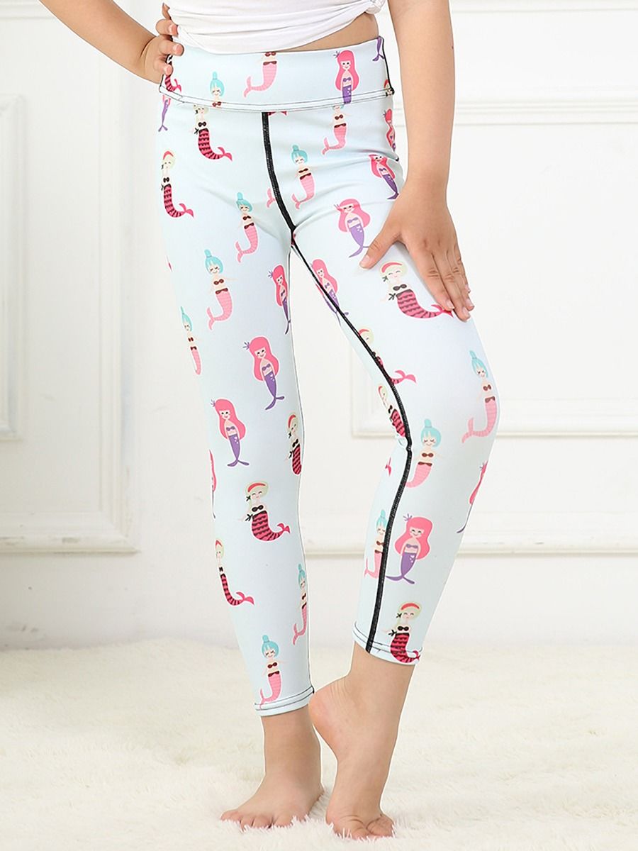 Wholesale Little Girl Mermaid Print Yoga Pants 19121901