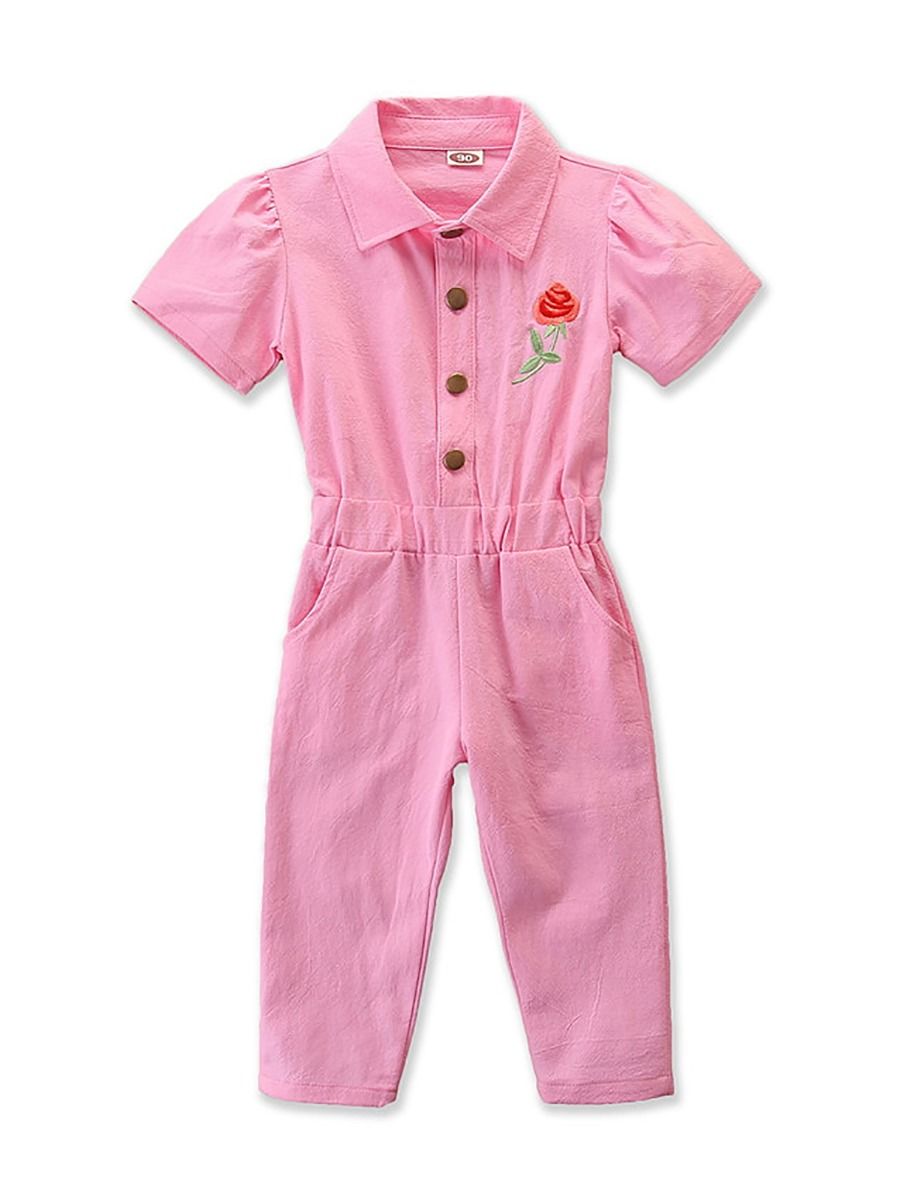 Wholesale Fashion Little Girl Flower Embroidery Button