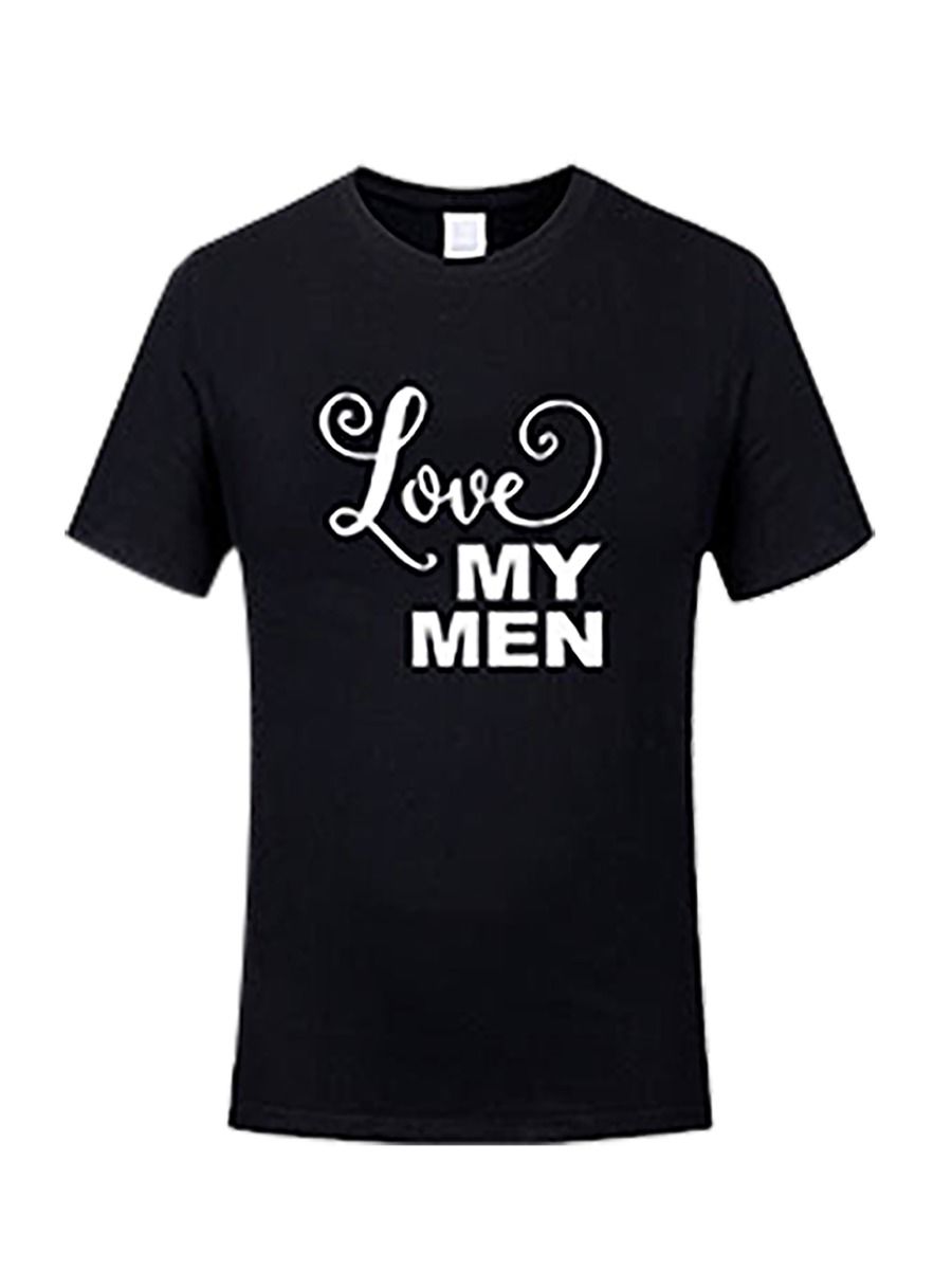 Wholesale Family Matching Love My Men Black T-shirt 191