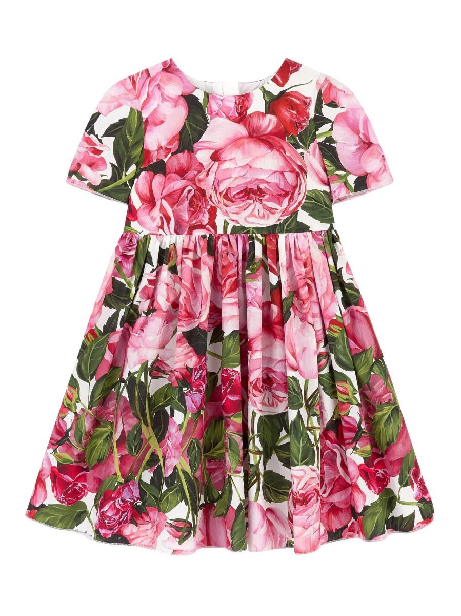 Wholesale Summer Little Big Girl Rose Dress 19122328
