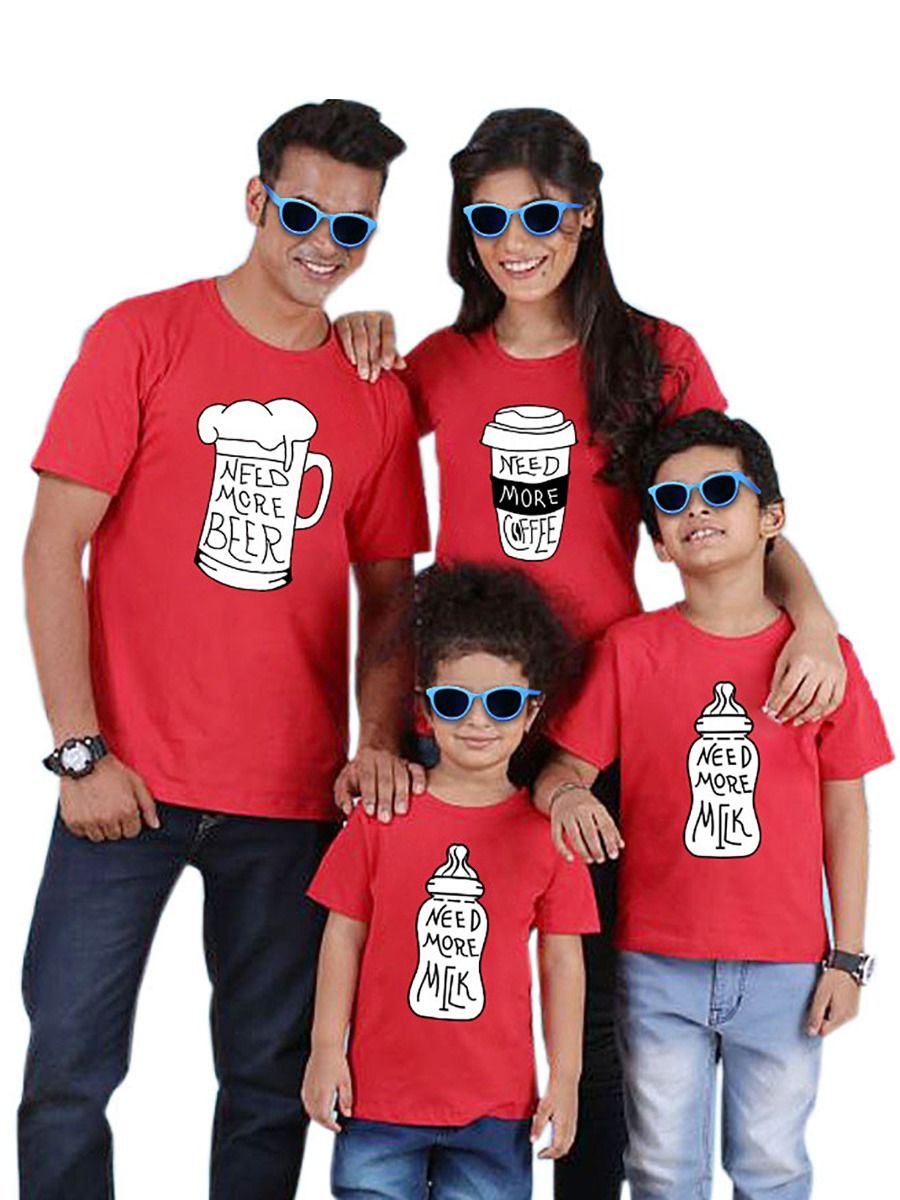 red t shirt matching jeans