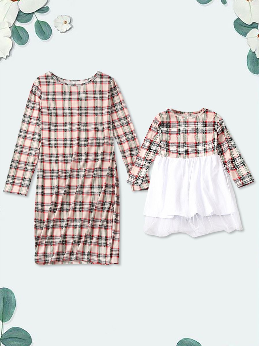mommy and me plaid dresses