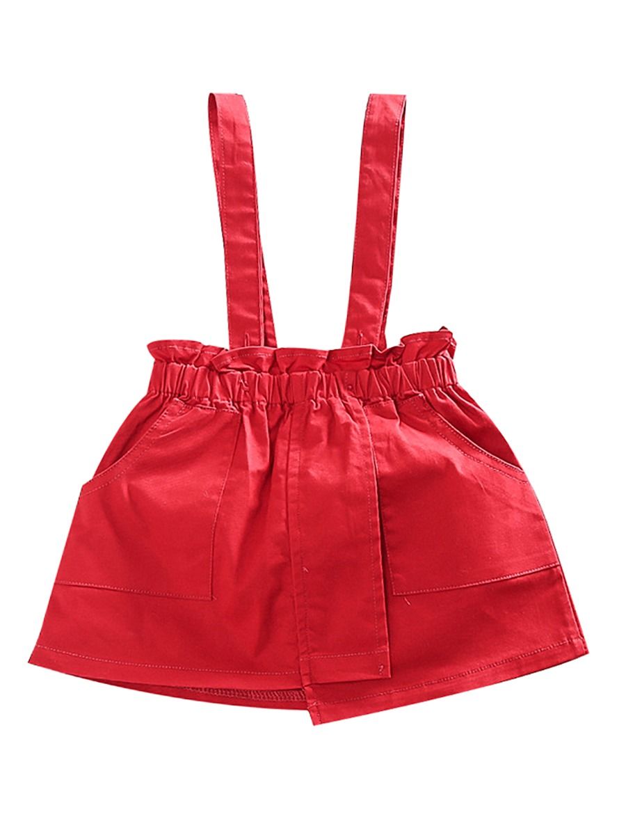 Wholesale Adorable Little Girls Jumper Skirt Solid Colo