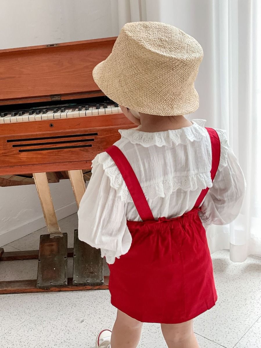 Wholesale Adorable Little Girls Jumper Skirt Solid Colo