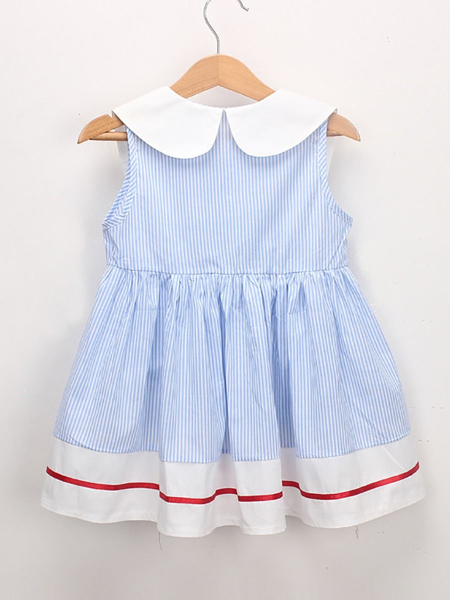 Wholesale Little Girl Peter Pan Collar Stripe Dress 200