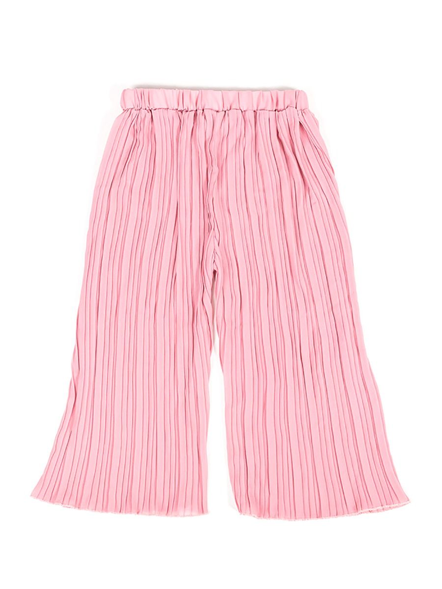 Wholesale Little Girl Solid Color Cropped Loose Pants 2