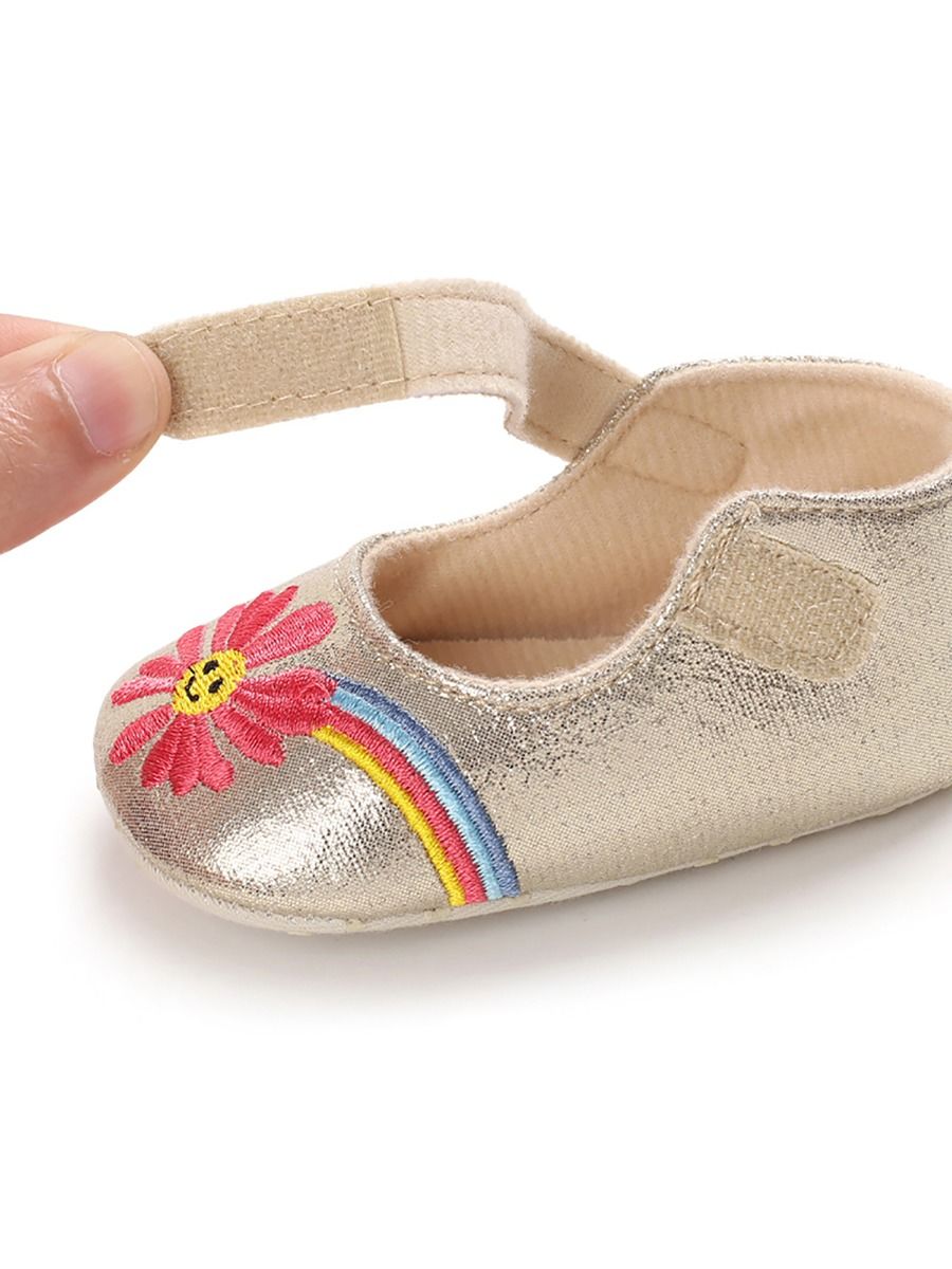 Girls Cream Double Buckle Cutout Crib Shoes 1-4 Baby main image 0