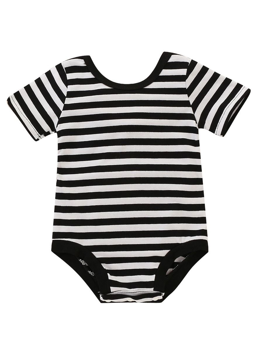 Wholesale Summer Baby White & Black Stripe Bodysuit One