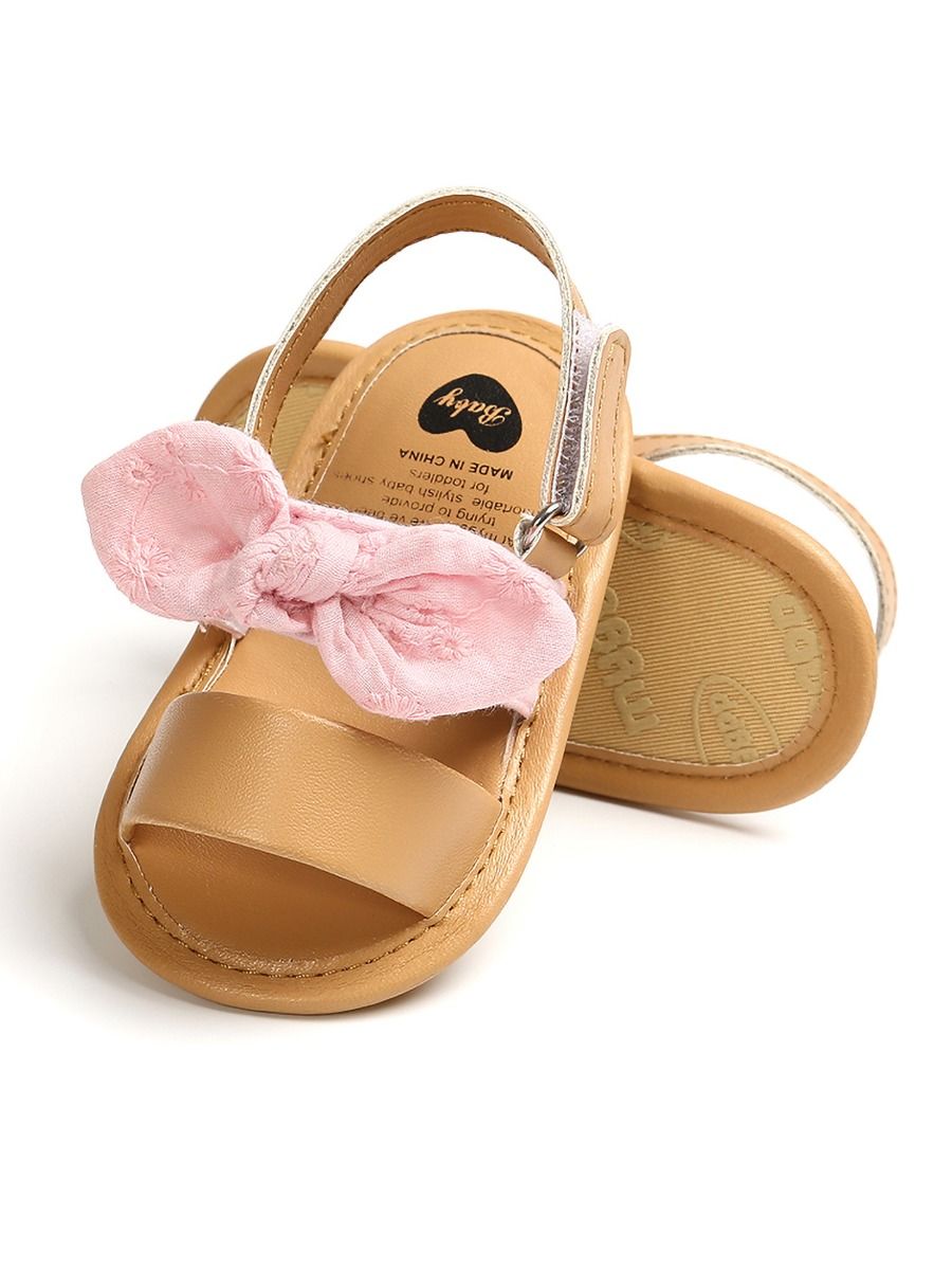 Wholesale Baby Girl Bow Trim PU Sandals 20032919 kisk