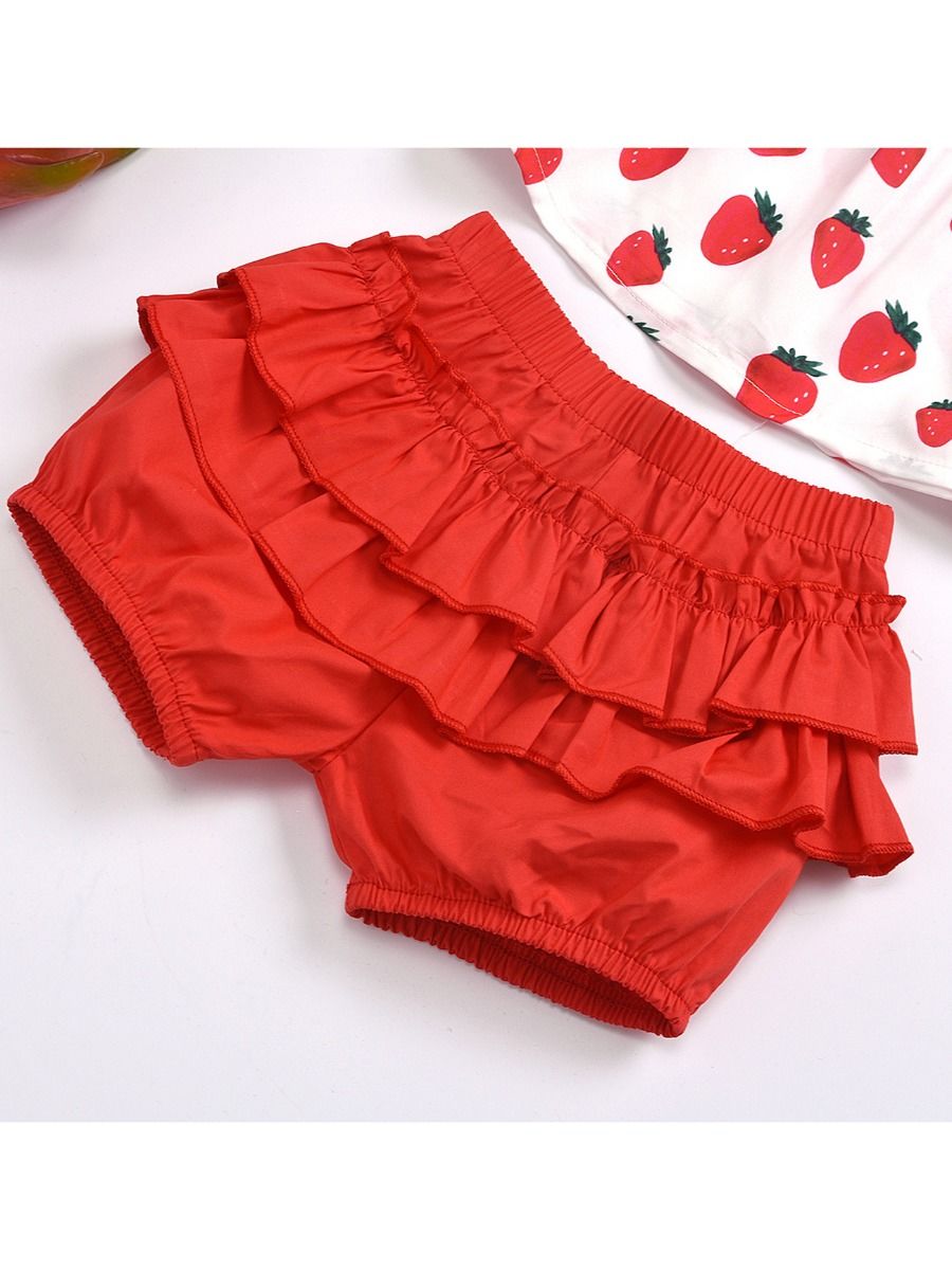 Wholesale 2Piece Baby Toddler Girl Strawberry Suspende