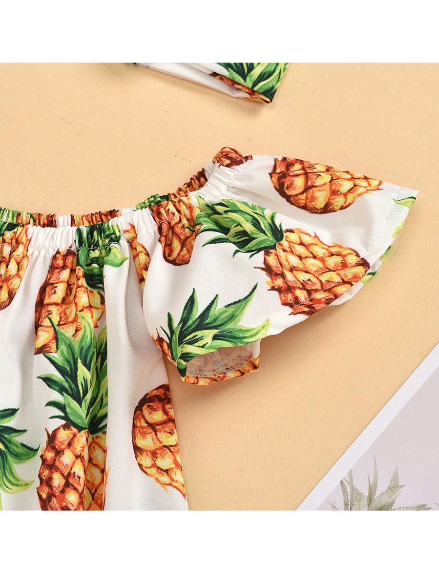 Wholesale 3Piece Baby Girl Pineapples Off Shoulder Top