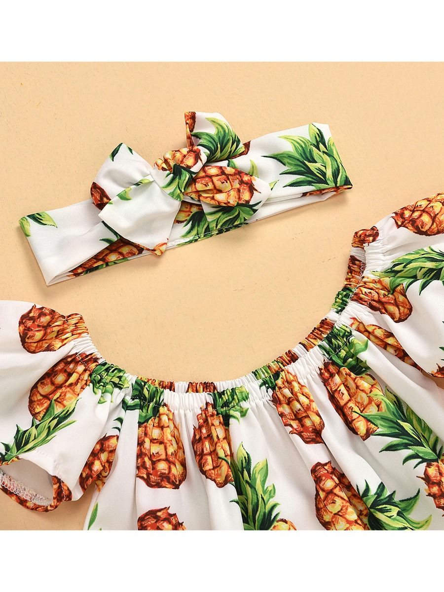 Wholesale 3Piece Baby Girl Pineapples Off Shoulder Top