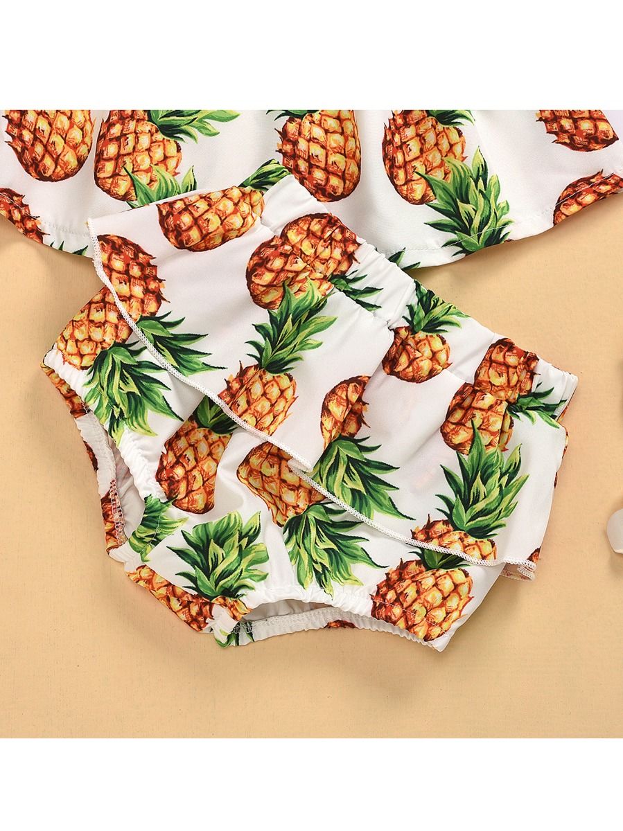 Wholesale 3Piece Baby Girl Pineapples Off Shoulder Top