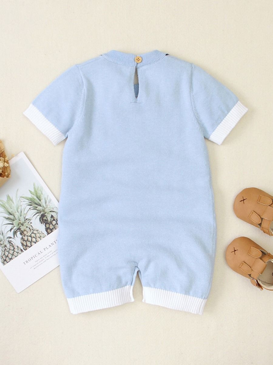 Wholesale Summer Baby Boy Bowtie Knit Jumpsuit 20040927